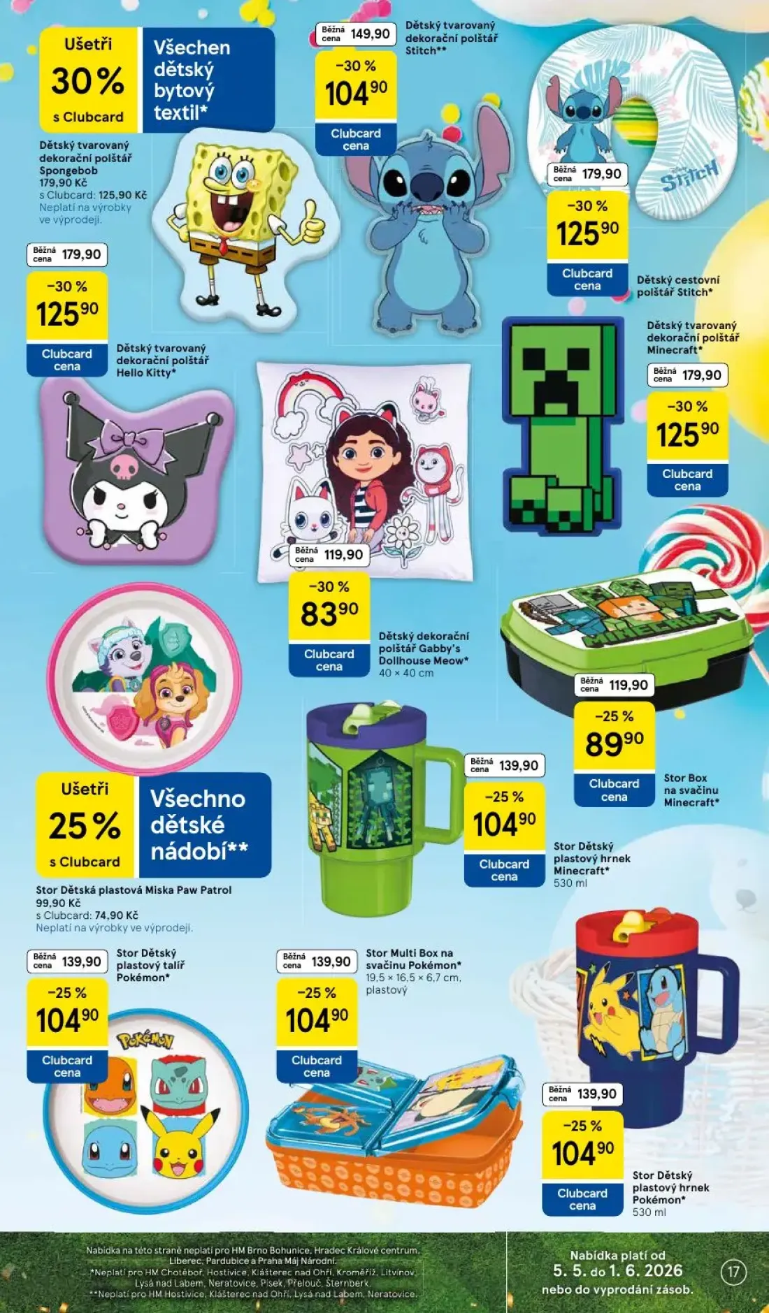 Tesco leták, strana 17 z 37 — Dětský tvarovaný dekorační polštář Stitch**