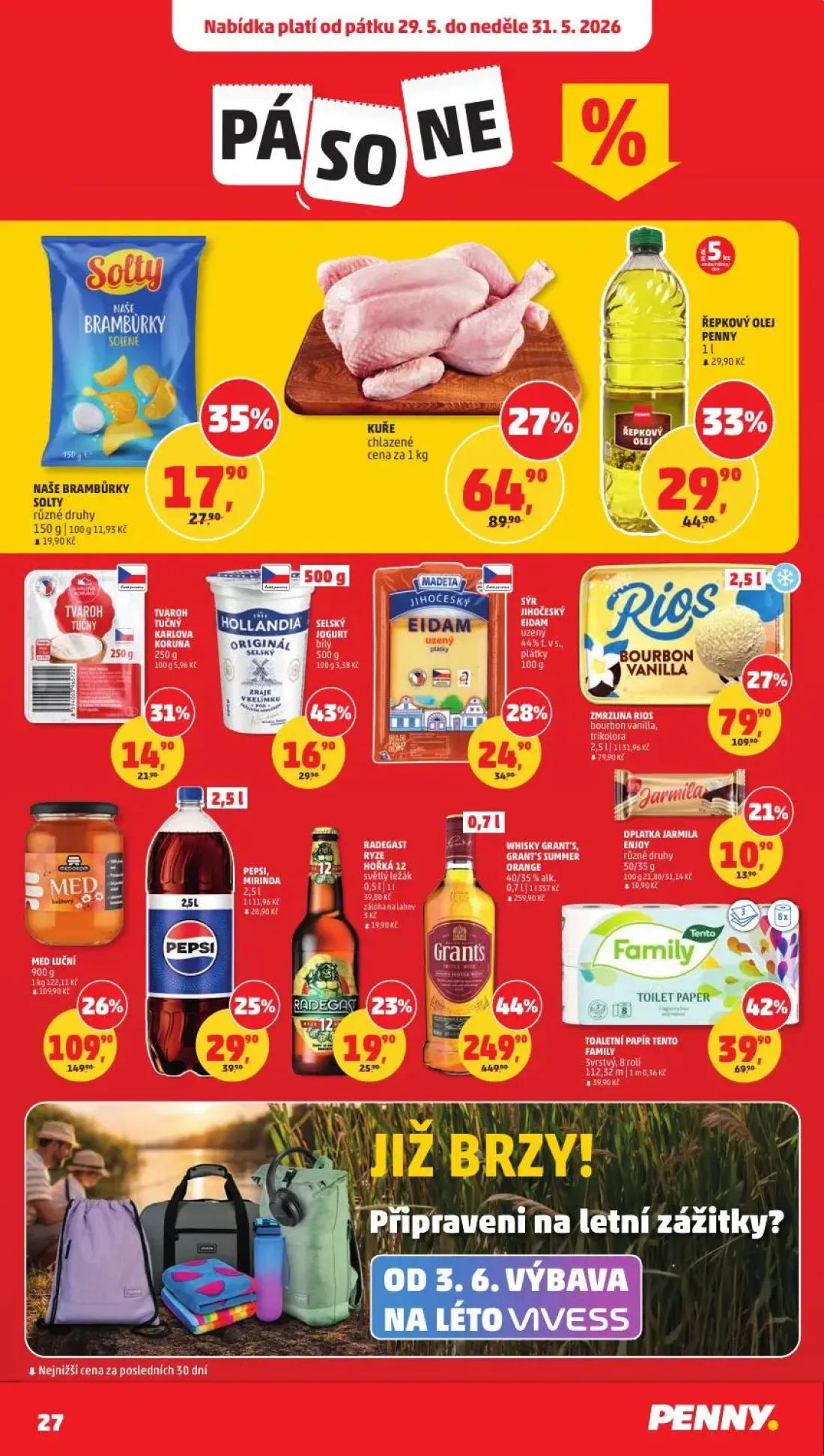 PENNY leták, strana 27 z 31 — MED LUČNÍ, TVAROH TUČNÝ KARLOVA KORUNA