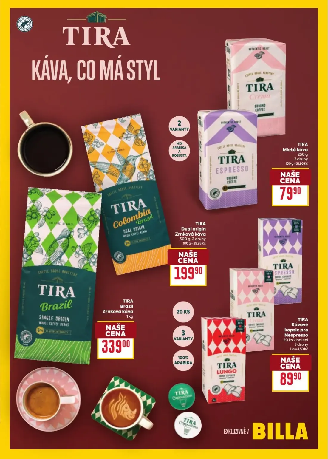 Billa leták, strana 27 z 34 — TIRA Mletá káva, TIRA Dual origin Zrnková káva, TIRA Brazil Zrnková káva