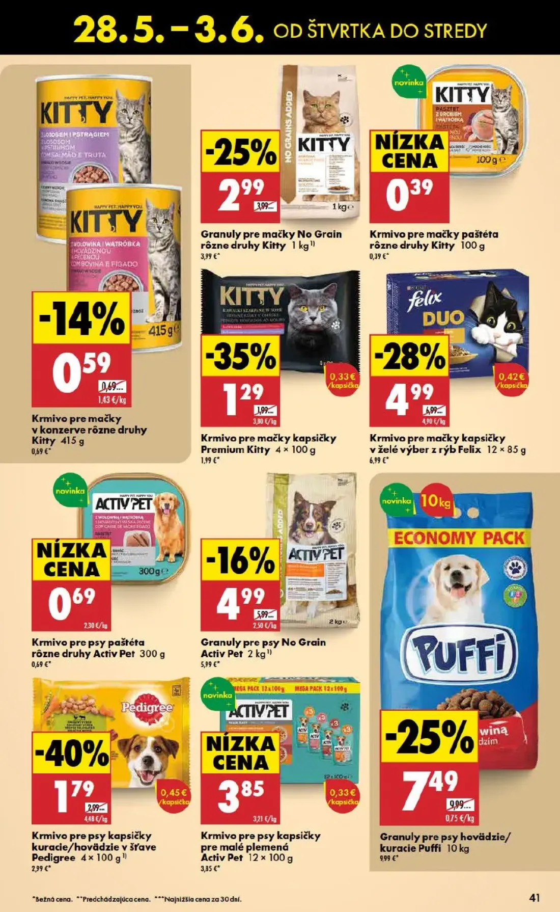 Biedronka leták, strana 41 z 48 — Granuly pre psy hovädzie/kuracie Puffi, Krmivo pre psy kapsičky pre malé plemená Activ Pet…