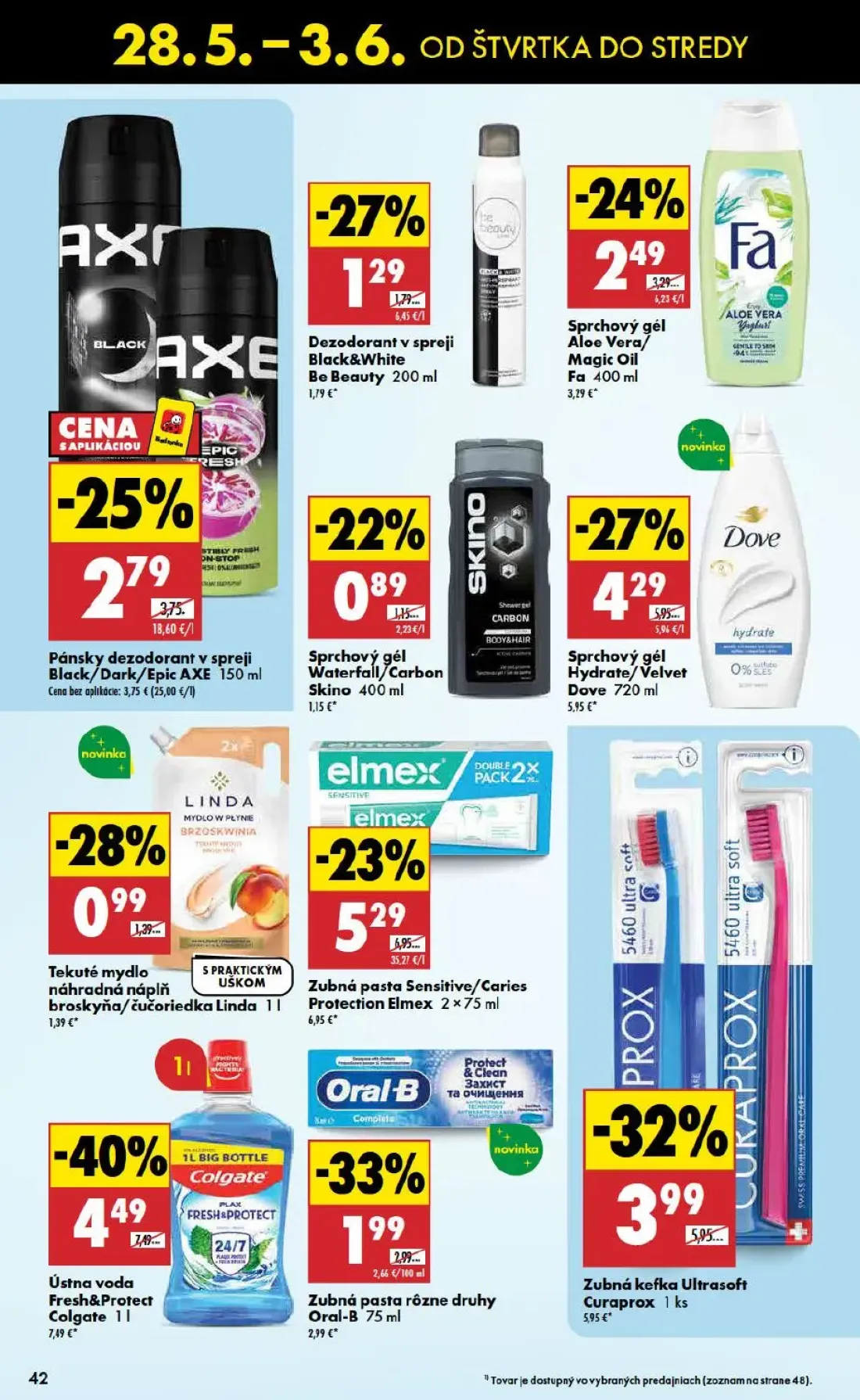 Biedronka leták, strana 42 z 48 — Ústna voda Fresh&Protect Colgate, Zubná kefka Ultrasoft Curaprox, Sprchový gél Hydrate/Vel…