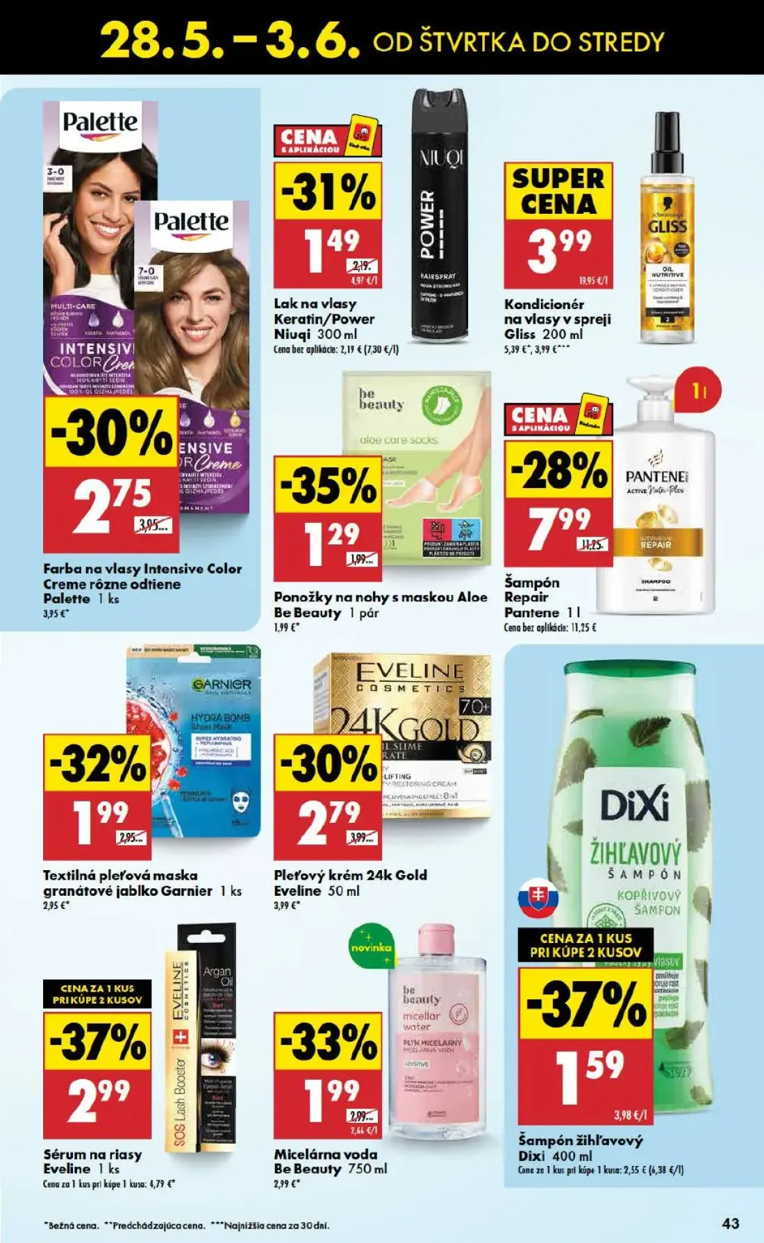 Biedronka leták, strana 43 z 48 — Šampón Repair Pantene, Sérum na riasy Eveline, Kondicionér na vlasy v spreji Gliss