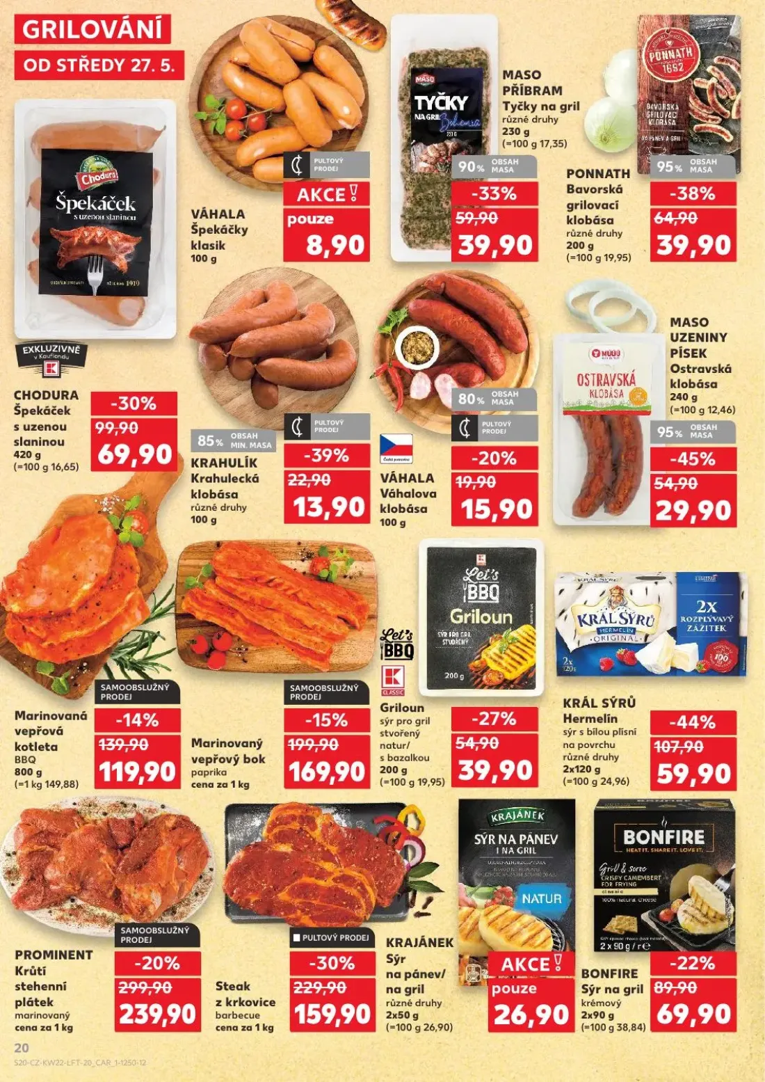 Kaufland leták, strana 20 z 52 — Marinovaný vepřový bok paprika, Marinovaná vepřová kotleta BBQ