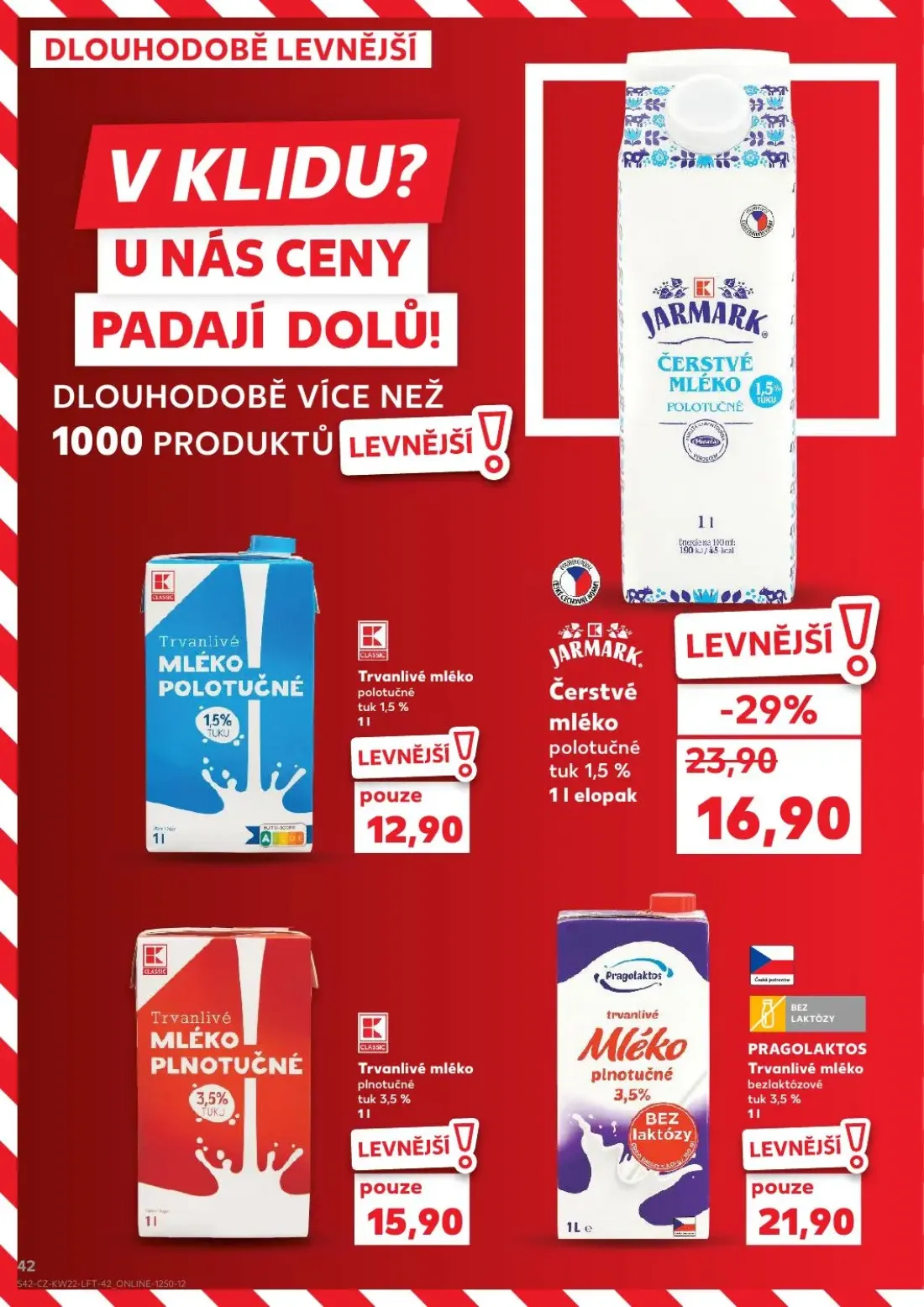 Kaufland leták, strana 42 z 52 — JARMARK ČERSTVÉ MLÉKO POLOTUČNÉ