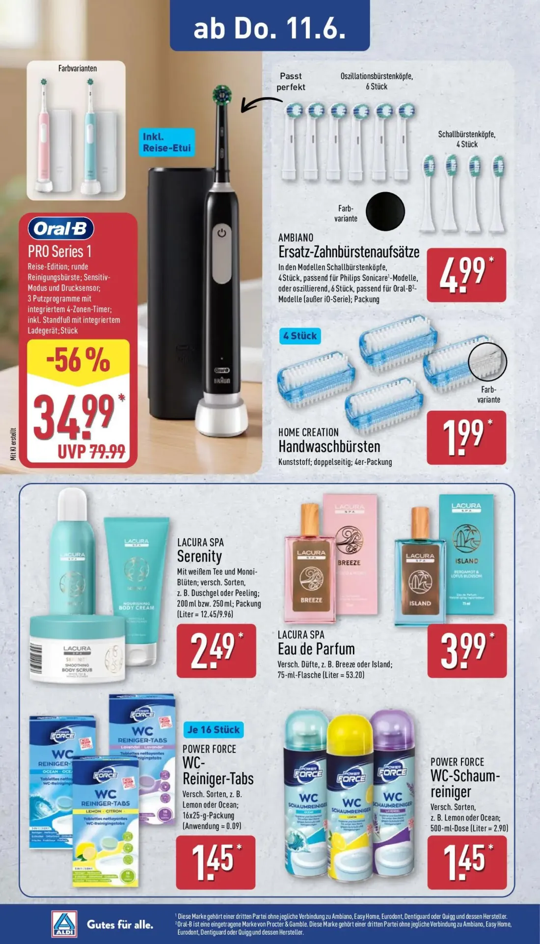 Aldi Nord Prospekt, Seite 8 von 15 — Oral-B PRO Series 1, AMBIANO Ersatz-Zahnbürstenaufsätze, HOME CREATION Handwaschbürsten