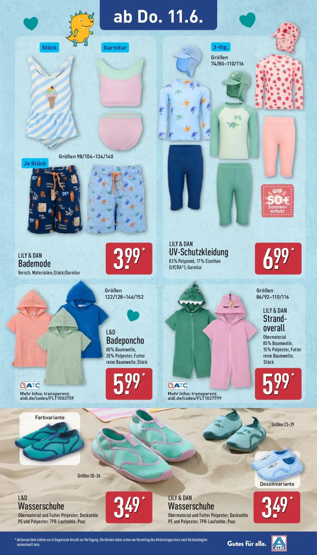 Aldi Nord Prospekt, Seite 11 von 15 — Bademode, UV-Schutzkleidung, Badeponcho