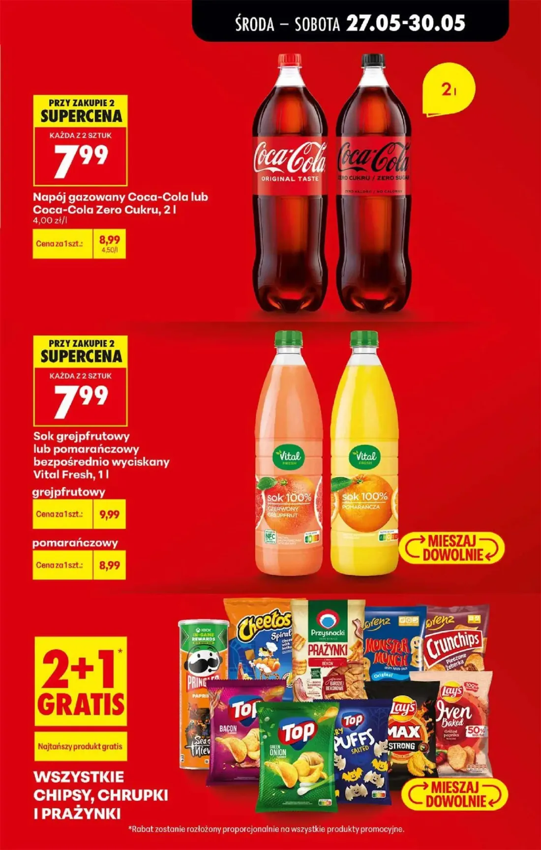 Biedronka gazetka, strona 9 z 72 — Sok grejpfrutowy lub pomarańczowy bezpośrednio wyciskany Vital Fresh, Napój gazowany Coca…