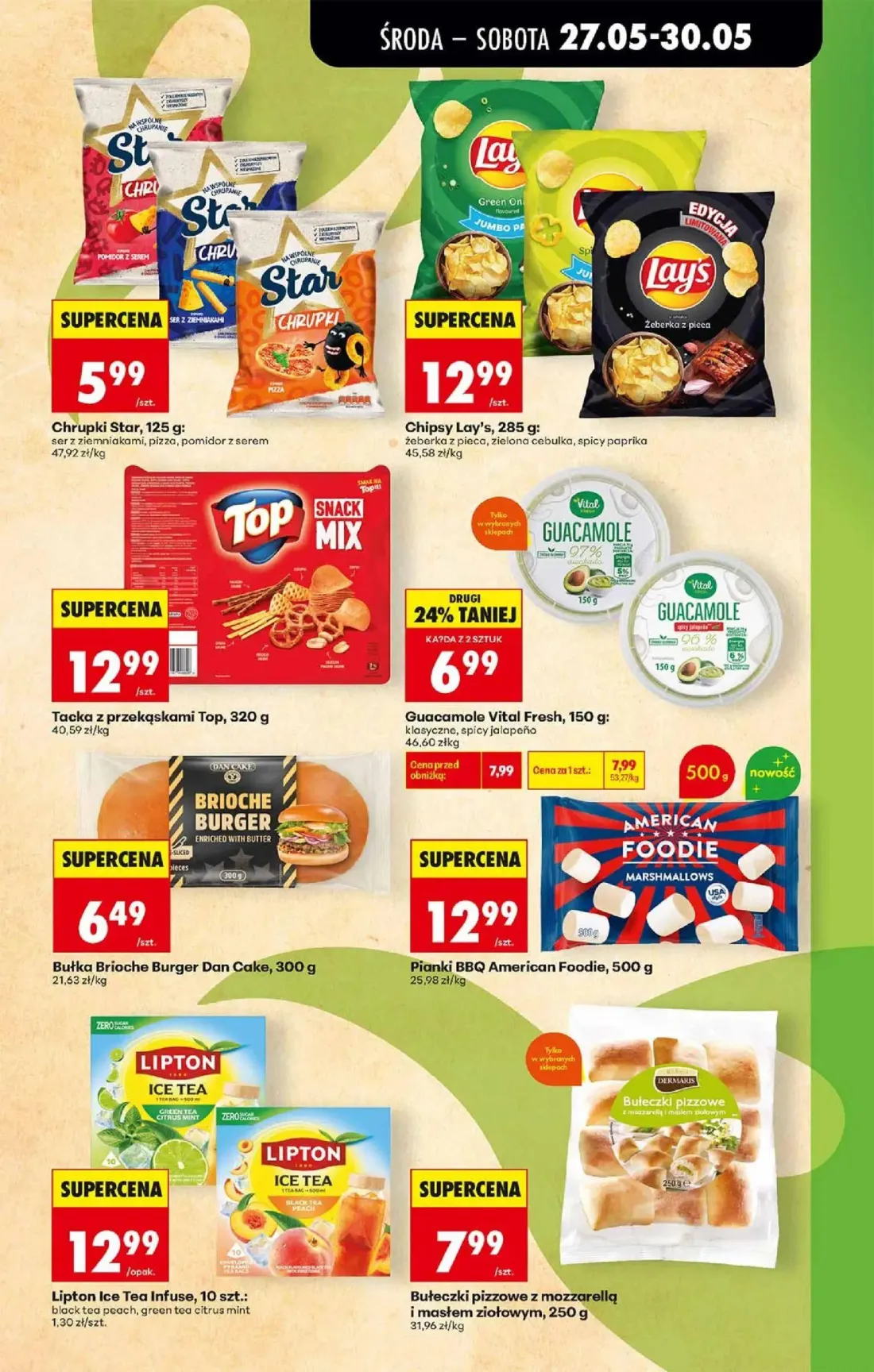 Biedronka gazetka, strona 33 z 72 — Chrupki Star, Chipsy Lay's, Tacka z przekąskami Top