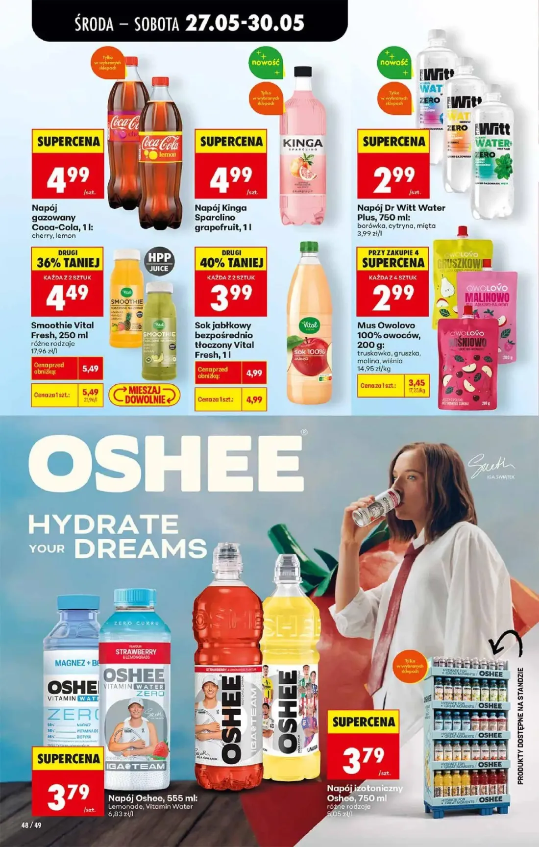 Biedronka gazetka, strona 48 z 72 — Smoothie Vital Fresh, 250 ml, Sok jabłkowy bezpośrednio tłoczony Vital Fresh, 1l, Napój …