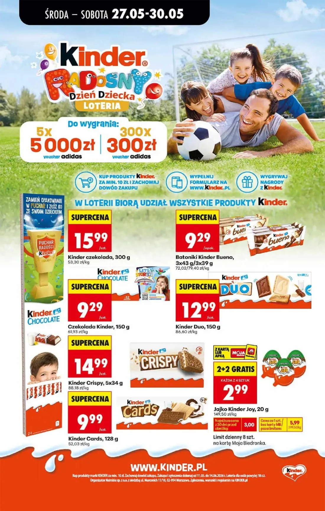 Biedronka gazetka, strona 67 z 72 — Jajko Kinder Joy, Kinder czekolada, Batoniki Kinder Bueno