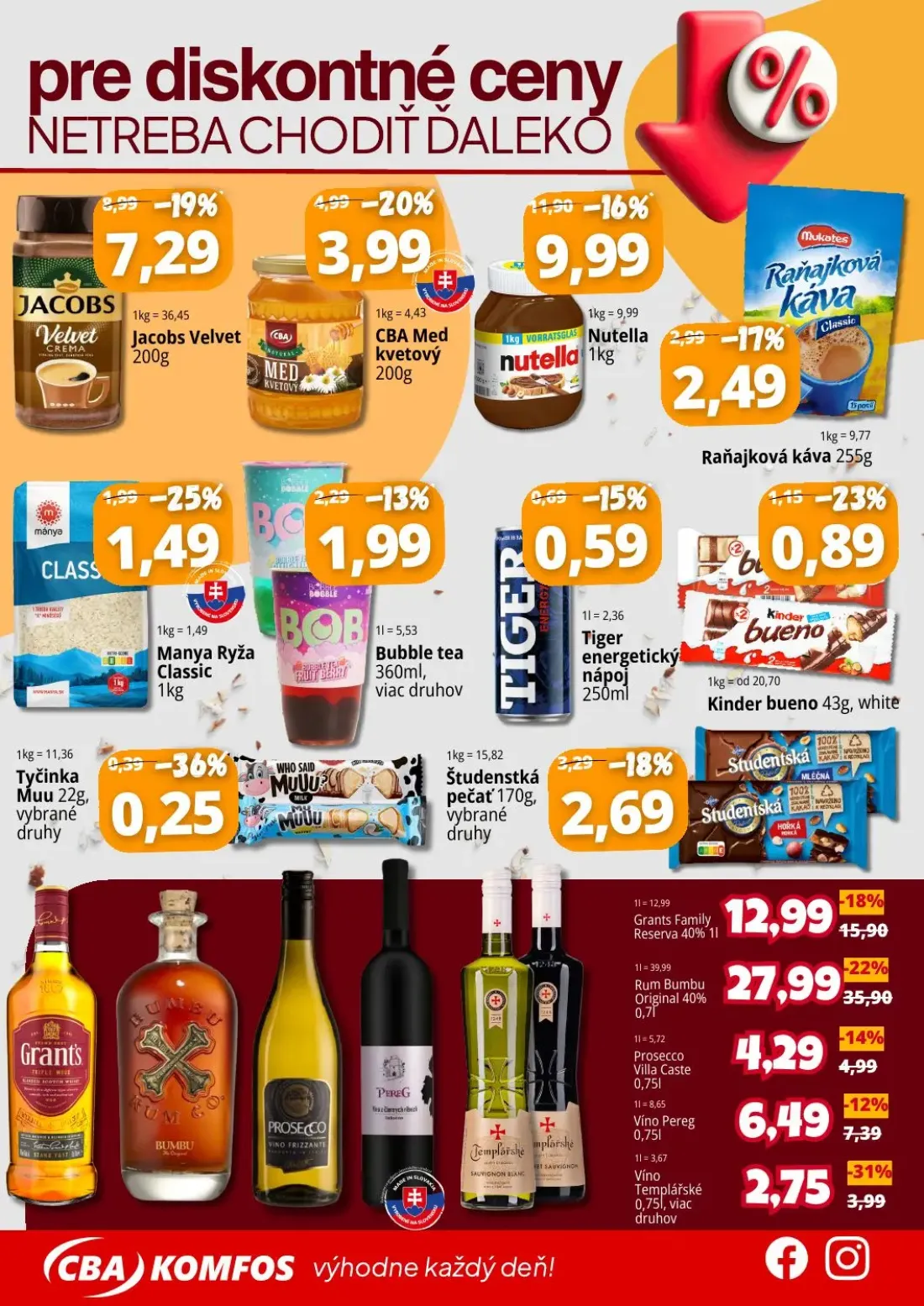 Cba Komfos leták, strana 4 z 4 — Jacobs Velvet, Nutella, CBA Med kvetový