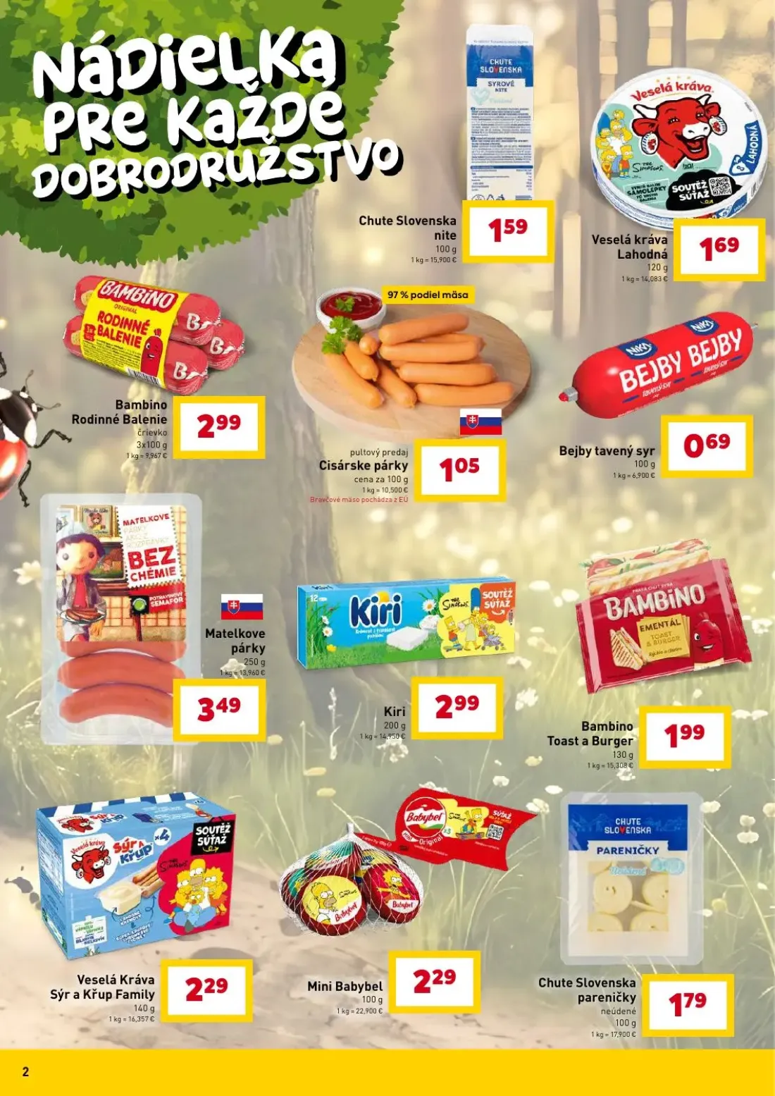 Billa leták, strana 2 z 18 — Chute Slovenska nite, Veselá krava Lahodná, Bambino Rodinné Balenie