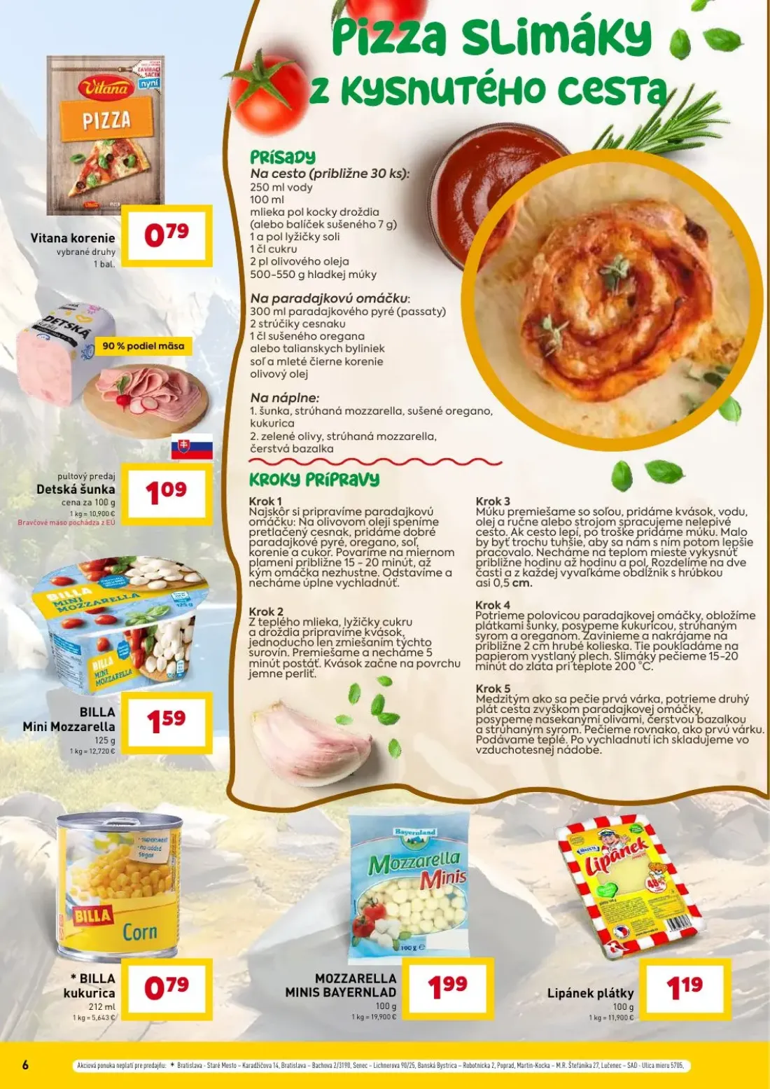Billa leták, strana 6 z 18 — BILLA Mini Mozzarella, MOZZARELLA MINIS BAYERNLAD, Lipánek plátky