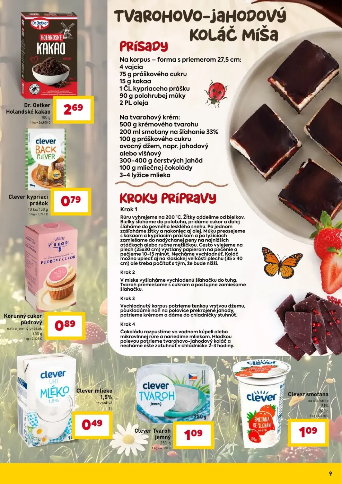 Billa leták, strana 9 z 18 — Dr. Oetker Holandské kakao, Clever kypriaci prášok, Korunný cukor púdrový extra jemný prášok