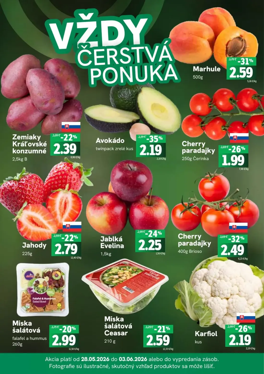 Fresh leták, strana 3 z 4 — Zemiaky Kráľovské konzumné, Avokádo, Cherry paradajky