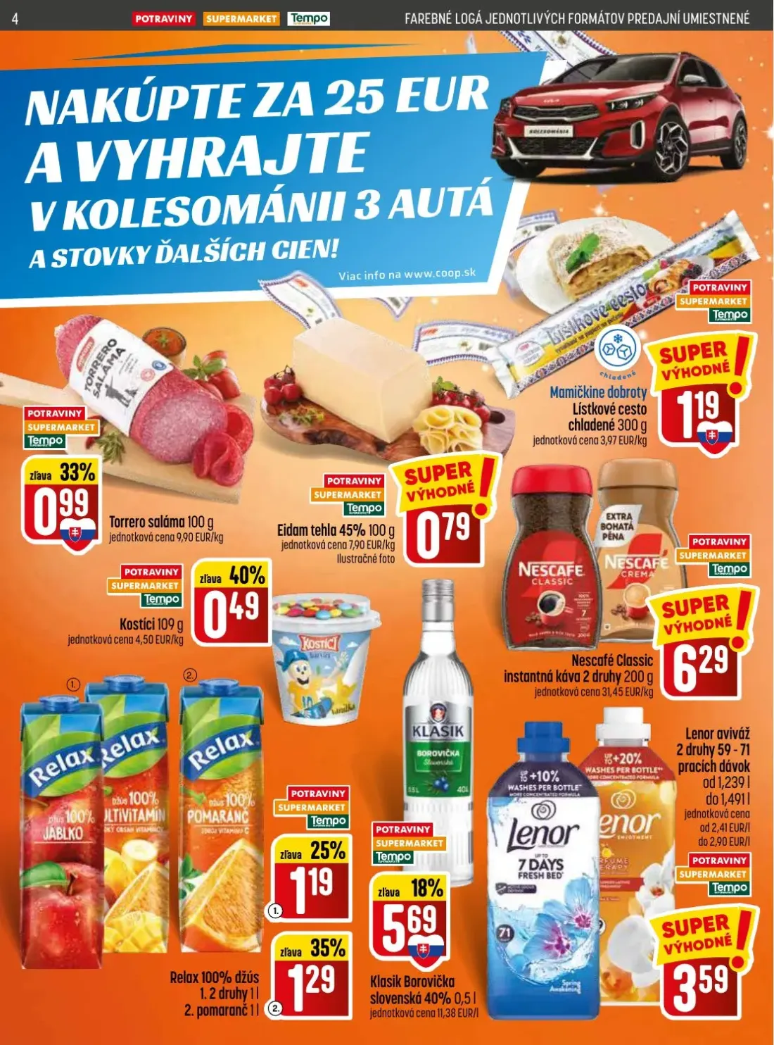 Coop Jednota leták, strana 4 z 28 — Torrero saláma, Kostíci, Mamičkine dobroty Lístkové cesto chladené
