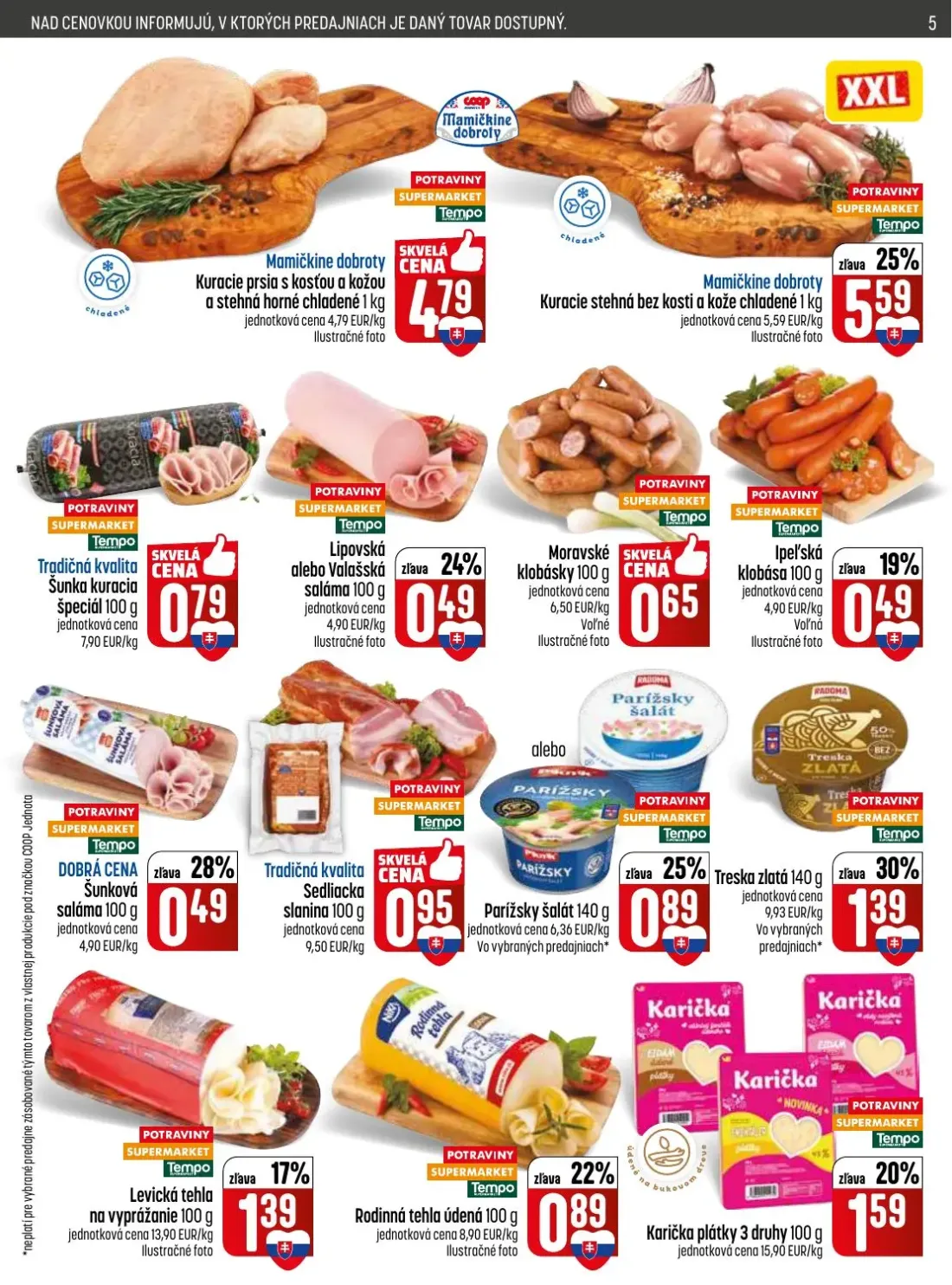 Coop Jednota leták, strana 5 z 28 — Mamičkine dobroty Kuracie prsia s kosťou a kožou a stehná horné chladené, Mamičkine dobr…
