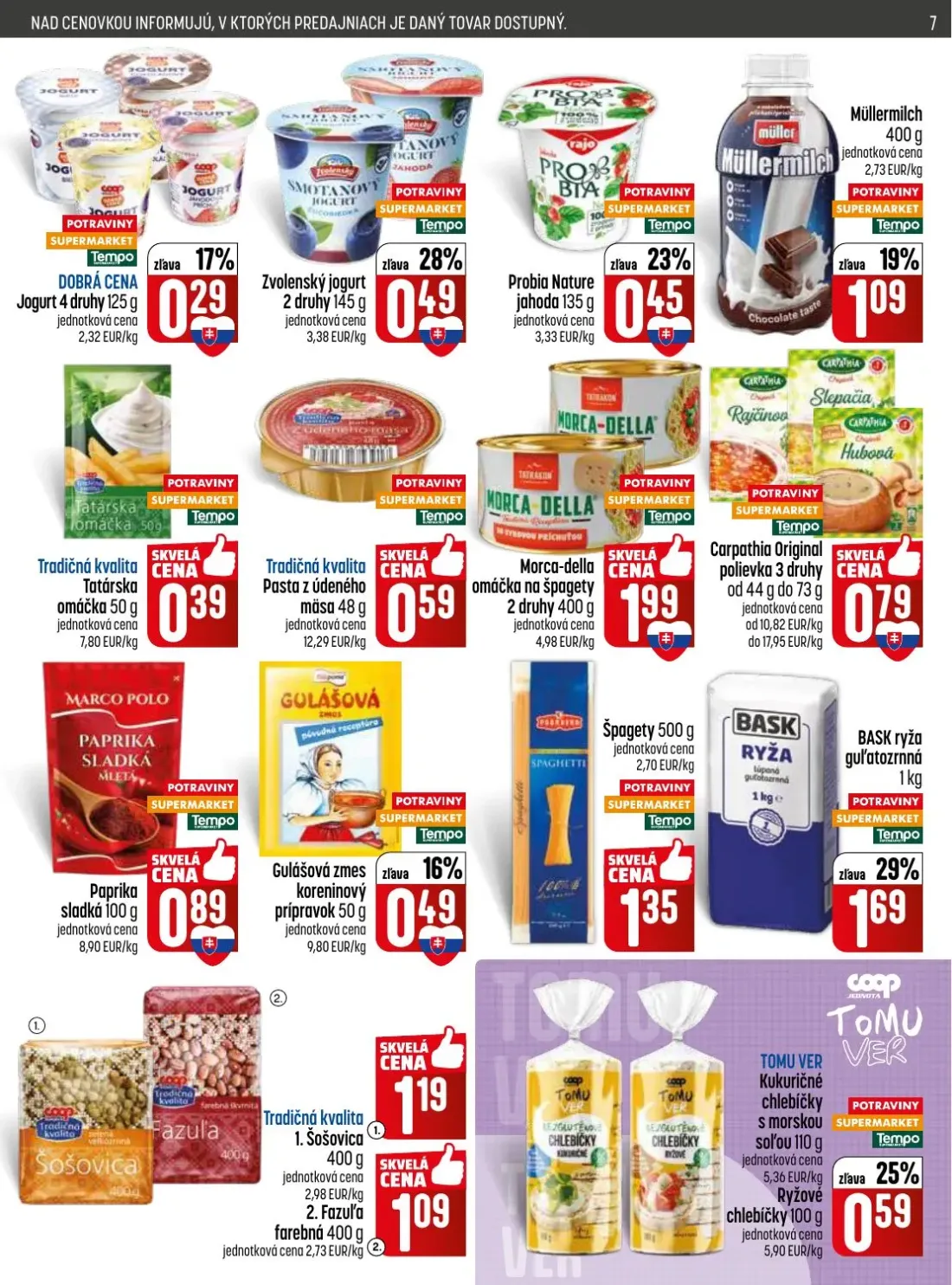 Coop Jednota leták, strana 7 z 28 — Jogurt 4 druhy, Zvolenský jogurt 2 druhy, Probia Nature jahoda