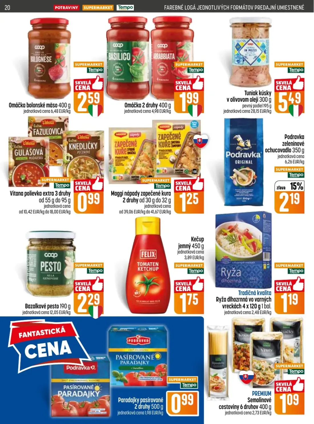 Coop Jednota leták, strana 20 z 28 — Omáčka bolonské mäso, Omáčka, Vitana polievka extra