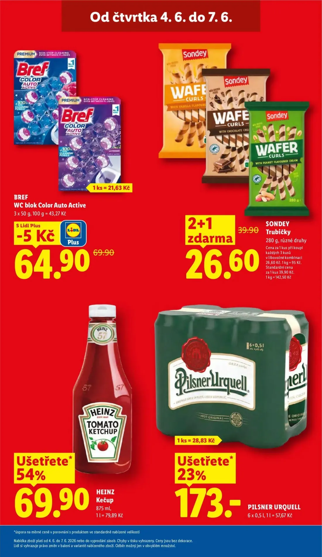 Lidl leták, strana 3 z 51 — BREF WC blok Color Auto Active, PILSNER URQUELL