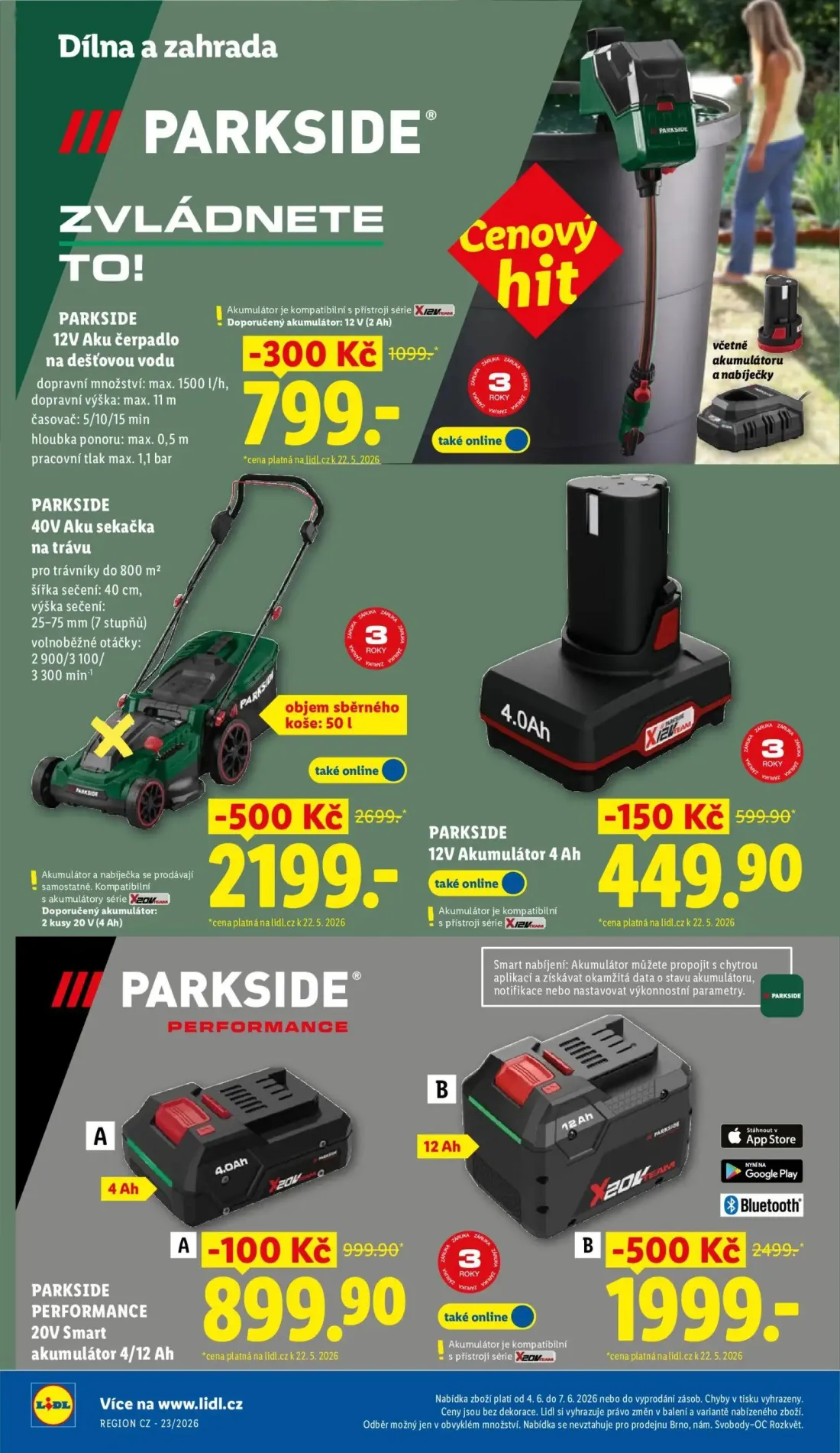 Lidl leták, strana 36 z 51 — PARKSIDE 40V Aku sekačka na trávu, PARKSIDE 12V Aku čerpadlo na dešťovou vodu