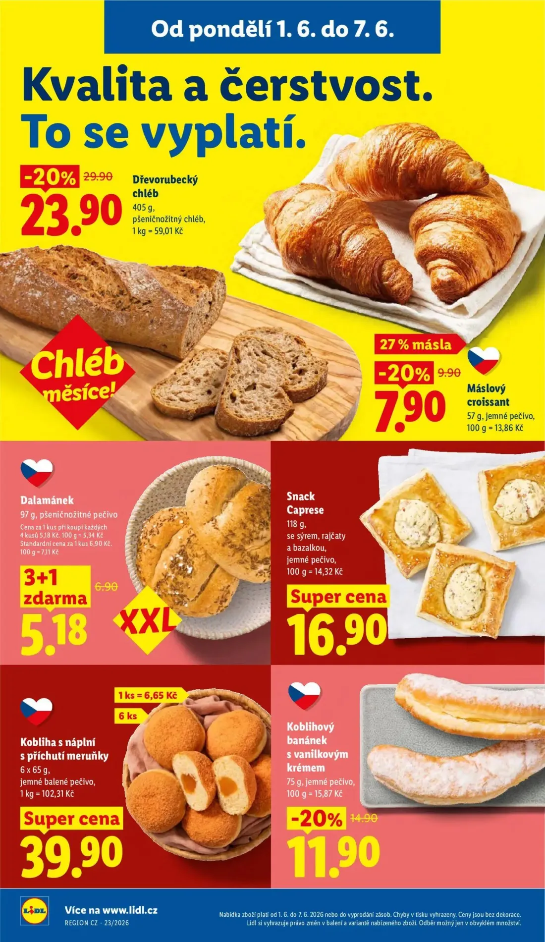 Lidl leták, strana 12 z 53 — Dřevorubecký chléb, Koblihový banánek s vanilkovým krémem, Máslový croissant