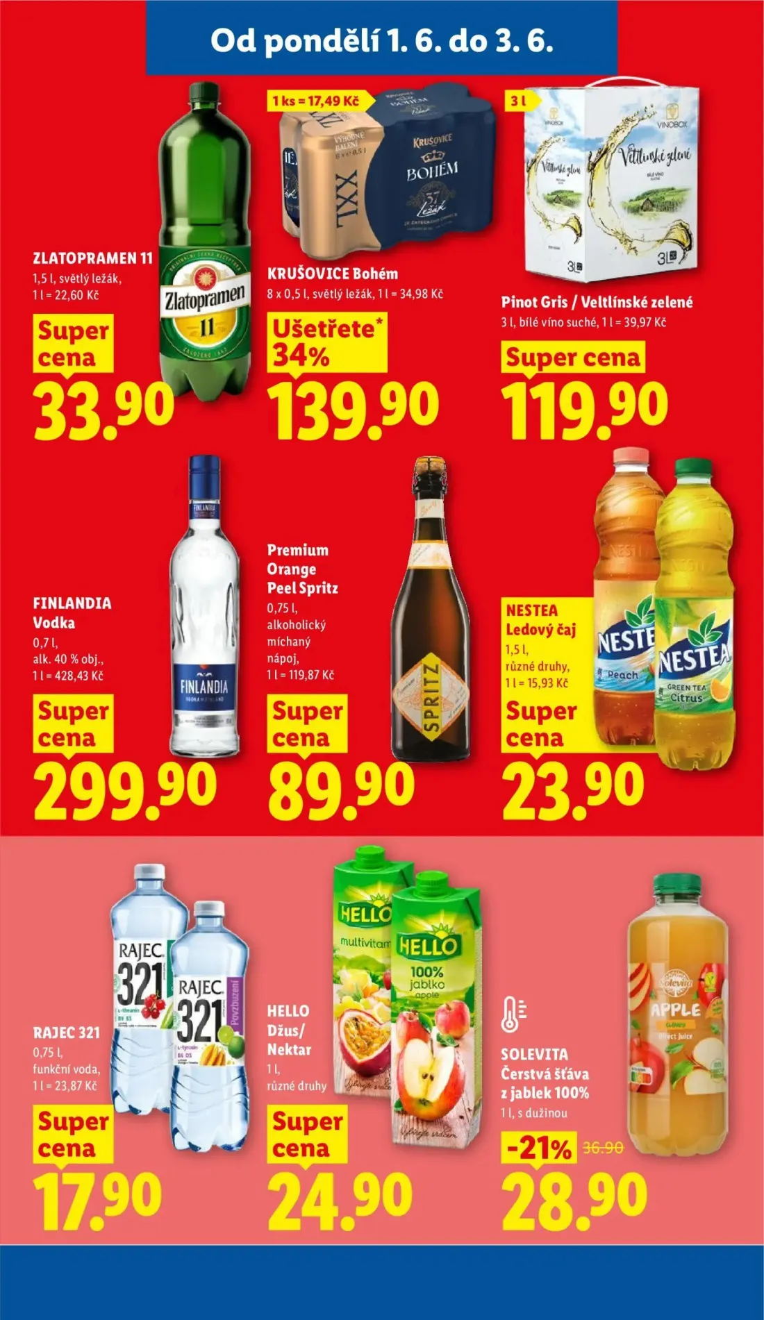 Lidl leták, strana 25 z 53 — SOLEVITA Čerstvá šťáva z jablek 100%, ZLATOPRAMEN 11, KRUŠOVICE Bohém