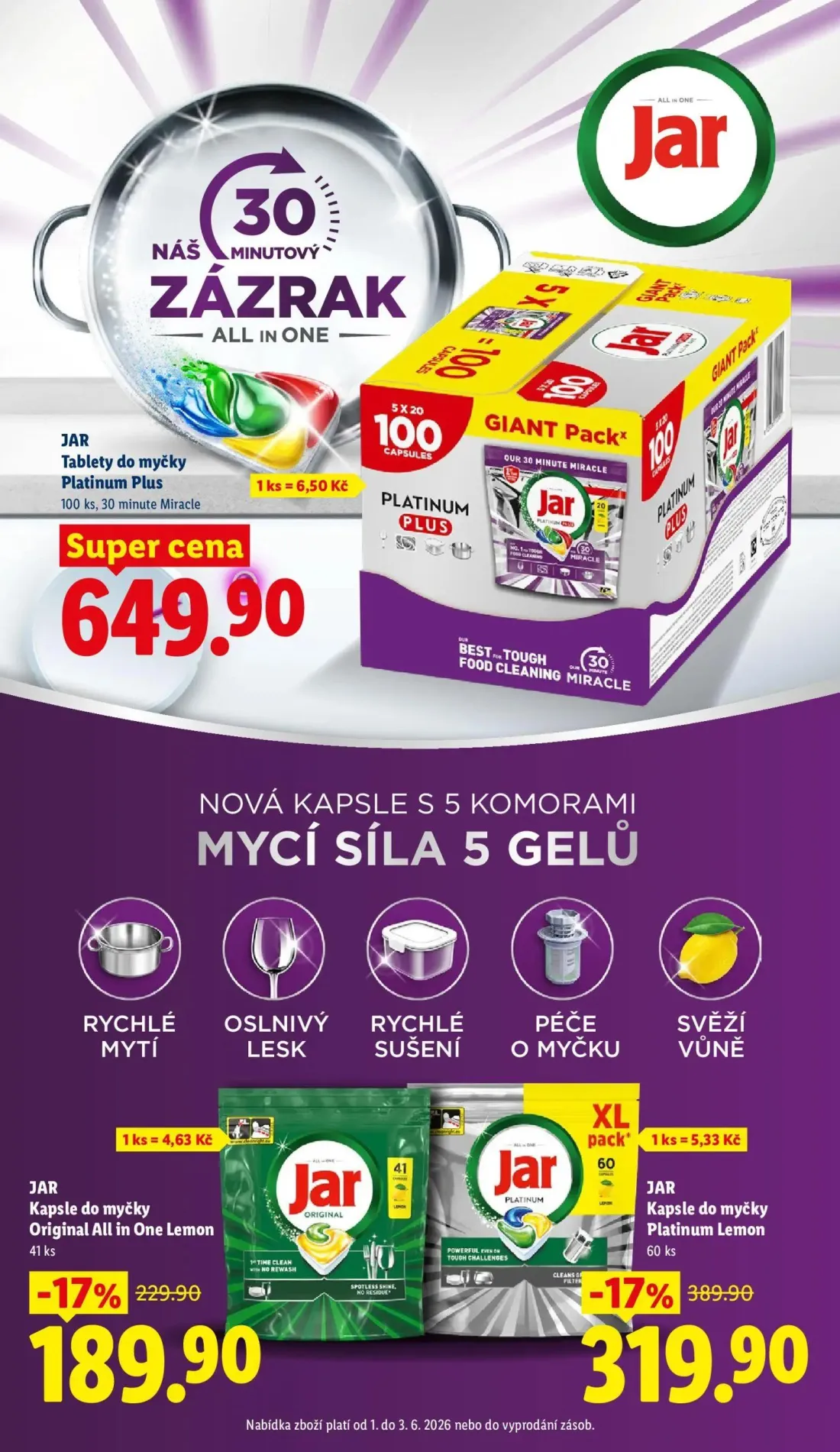 Lidl leták, strana 27 z 53 — JAR Kapsle do myčky Platinum Lemon, JAR Kapsle do myčky Original All in One Lemon, JAR Tablety …