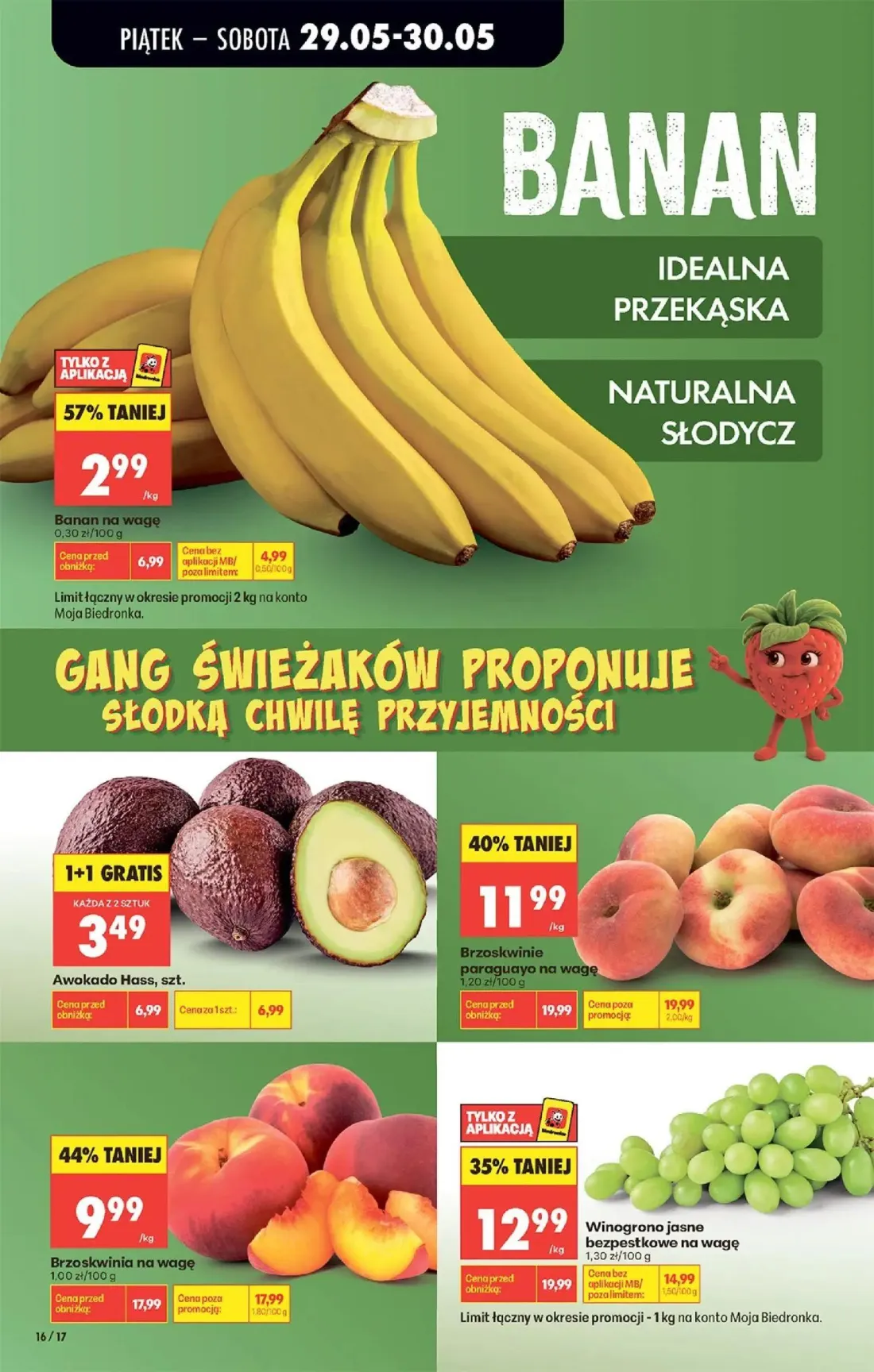 Biedronka gazetka, strona 20 z 40 — Brzoskwinie paraguayo, Brzoskwinia, Winogrono jasne bezpestkowe