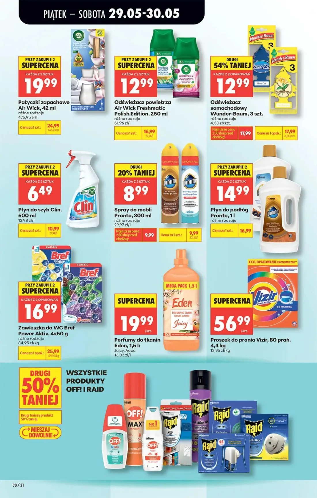 Biedronka gazetka, strona 38 z 40 — Zawieszka do WC Bref Power Aktiv, Patyczki zapachowe Air Wick, Płyn do szyb Clin