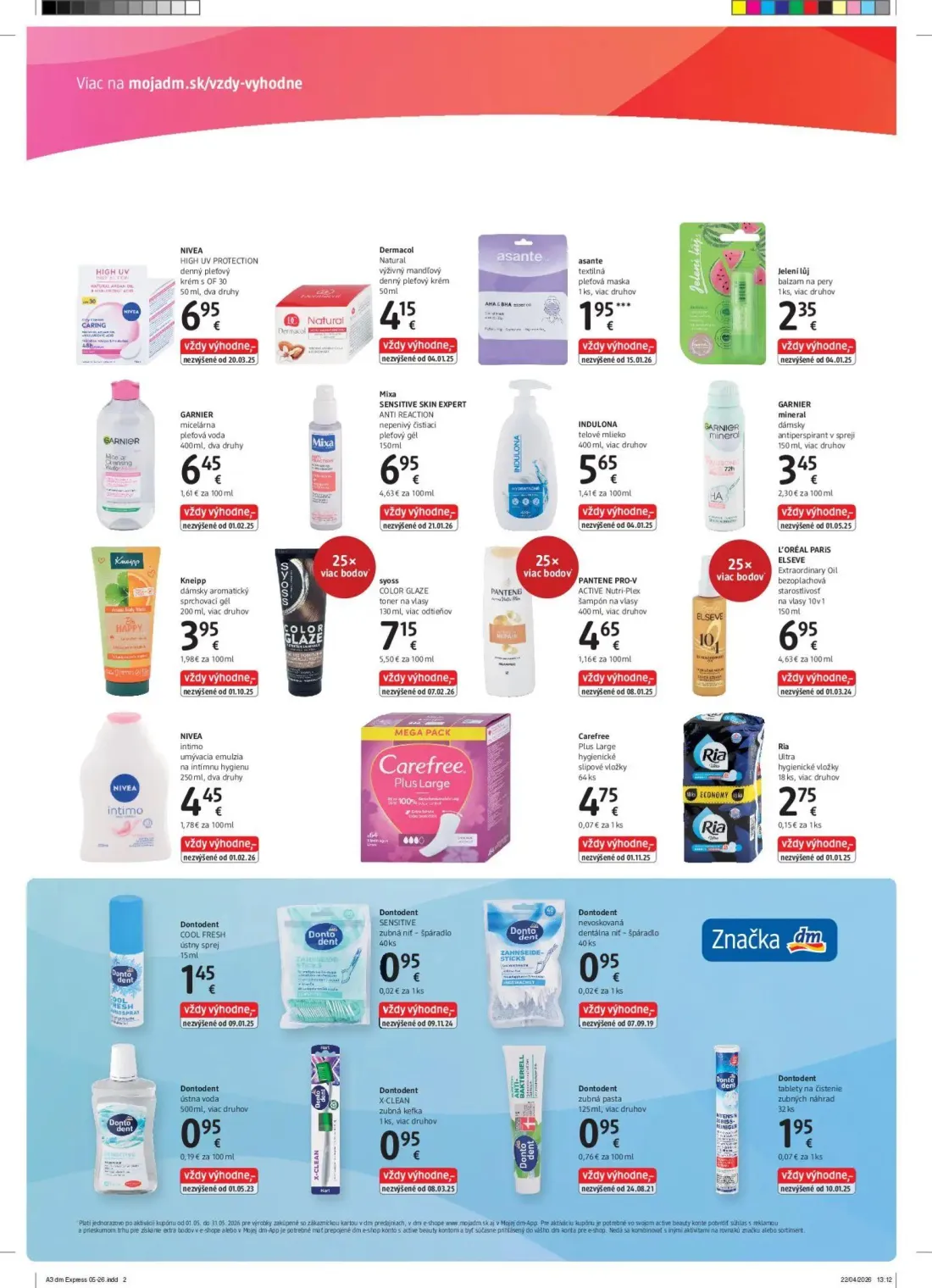DM Drogerie leták, strana 2 z 4 — syoss COLOR GLAZE toner na vlasy, PANTENE PRO-V ACTIVE Nutri-Plex šampón na vlasy, L'ORÉAL…