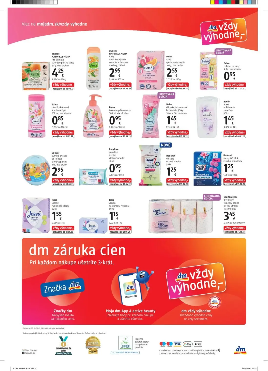 DM Drogerie leták, strana 4 z 4 — alverde NATURKOSMETIK Pro Climate tuhý šampón na vlasy, Balea dámsky krémový sprchovací gé…