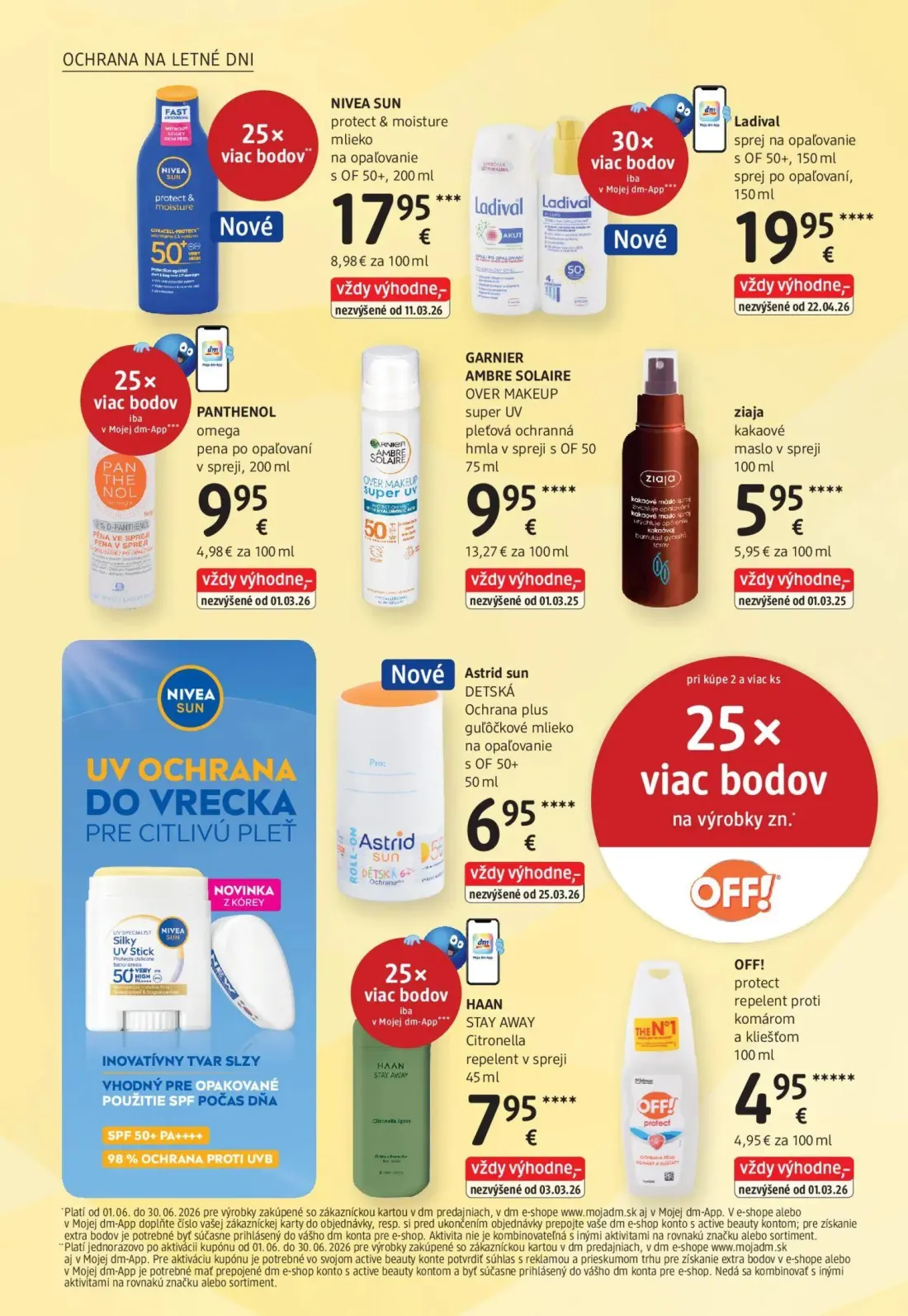 DM Drogerie leták, strana 4 z 32 — NIVEA SUN protect & moisture mlieko, Ladival sprej na opaľovanie s OF 50+, sprej po opaľo…