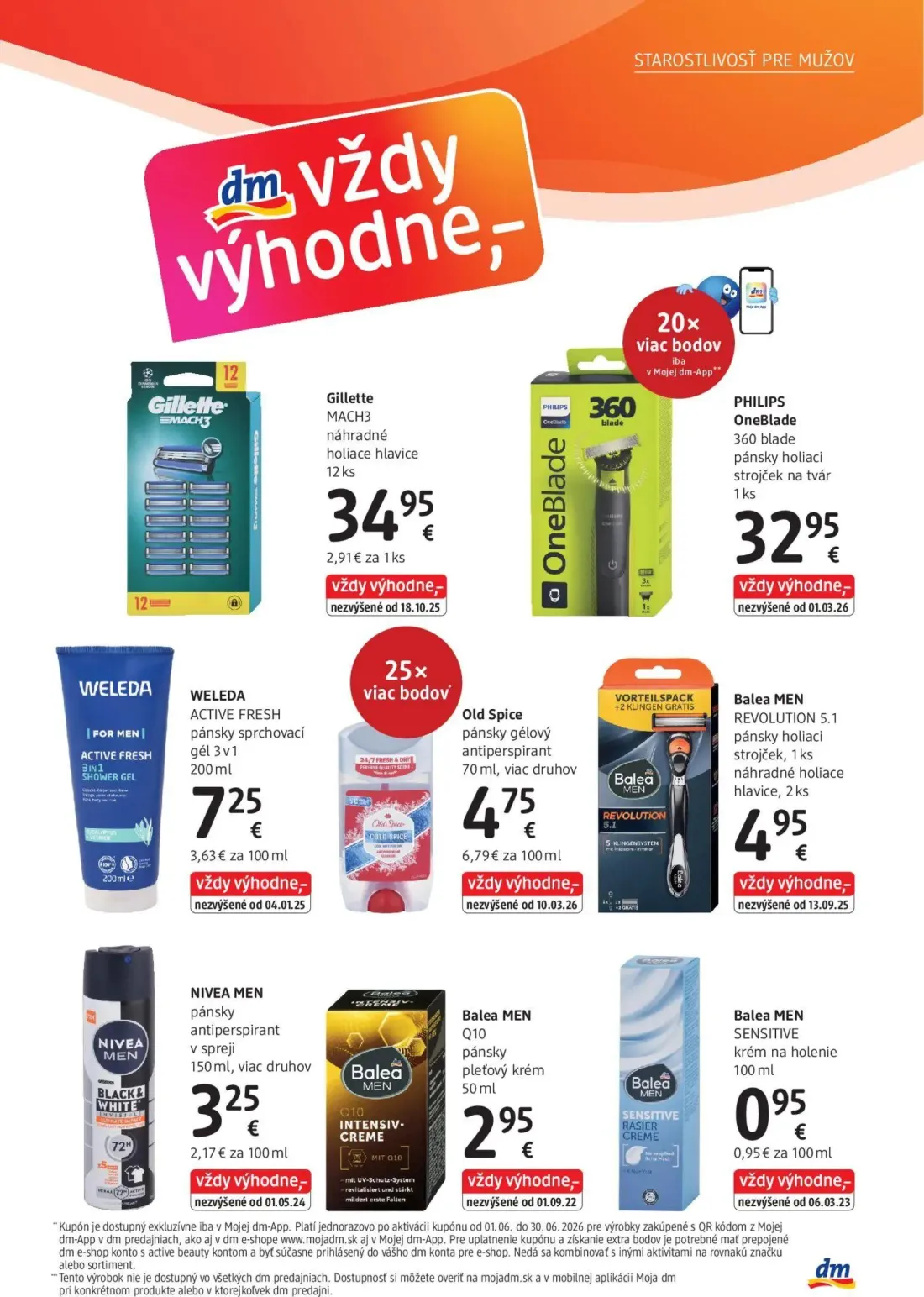 DM Drogerie leták, strana 11 z 32 — Gillette MACH3 náhradné holiace hlavice, PHILIPS OneBlade 360 blade pánsky holiaci stroj…