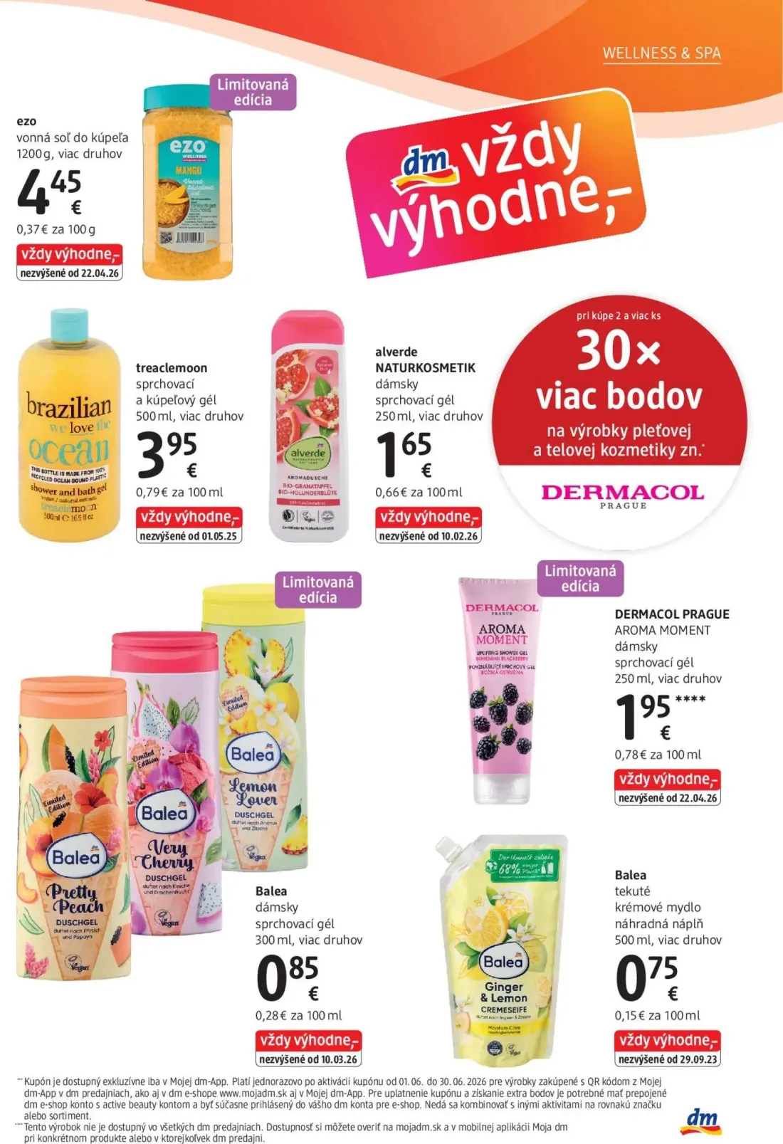 DM Drogerie leták, strana 13 z 32 — treaclemoon sprchovací a kúpeľový gél, alverde NATURKOSMETIK dámsky sprchovací gél, Bale…