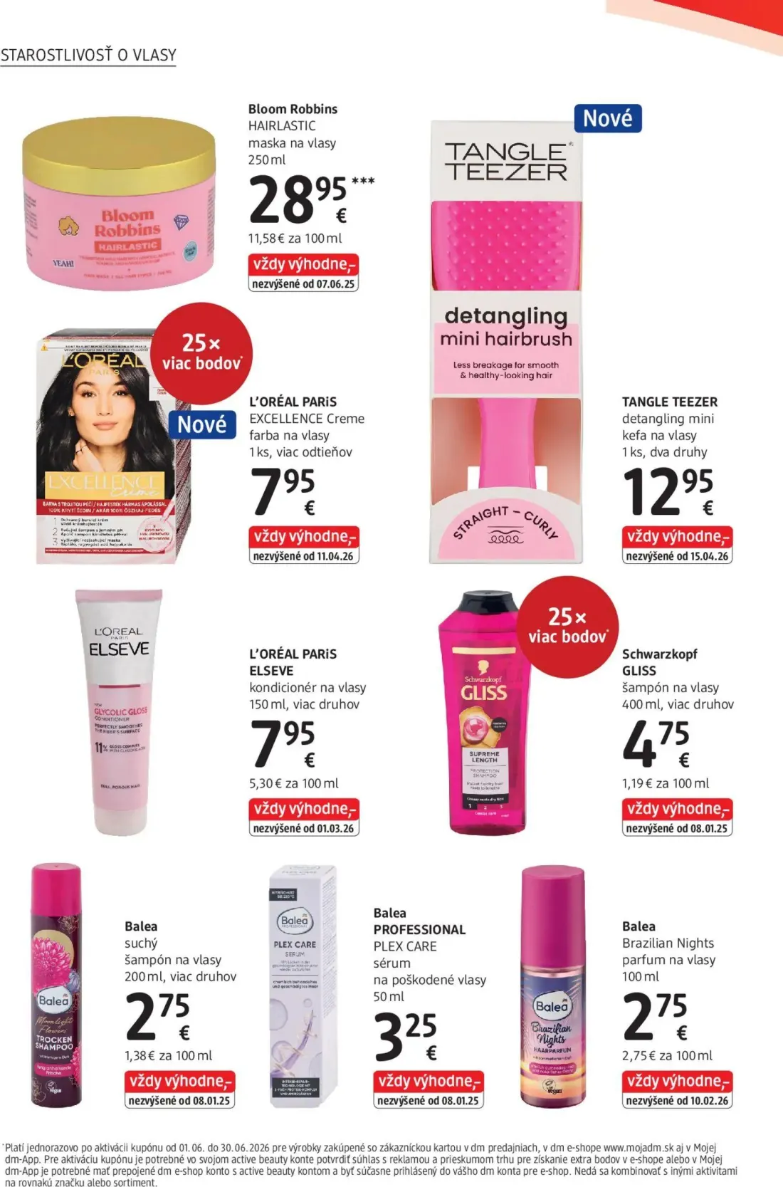 DM Drogerie leták, strana 18 z 32 — Bloom Robbins HAIRLASTIC maska na vlasy, L'ORÉAL PARIS EXCELLENCE Creme farba na vlasy, …