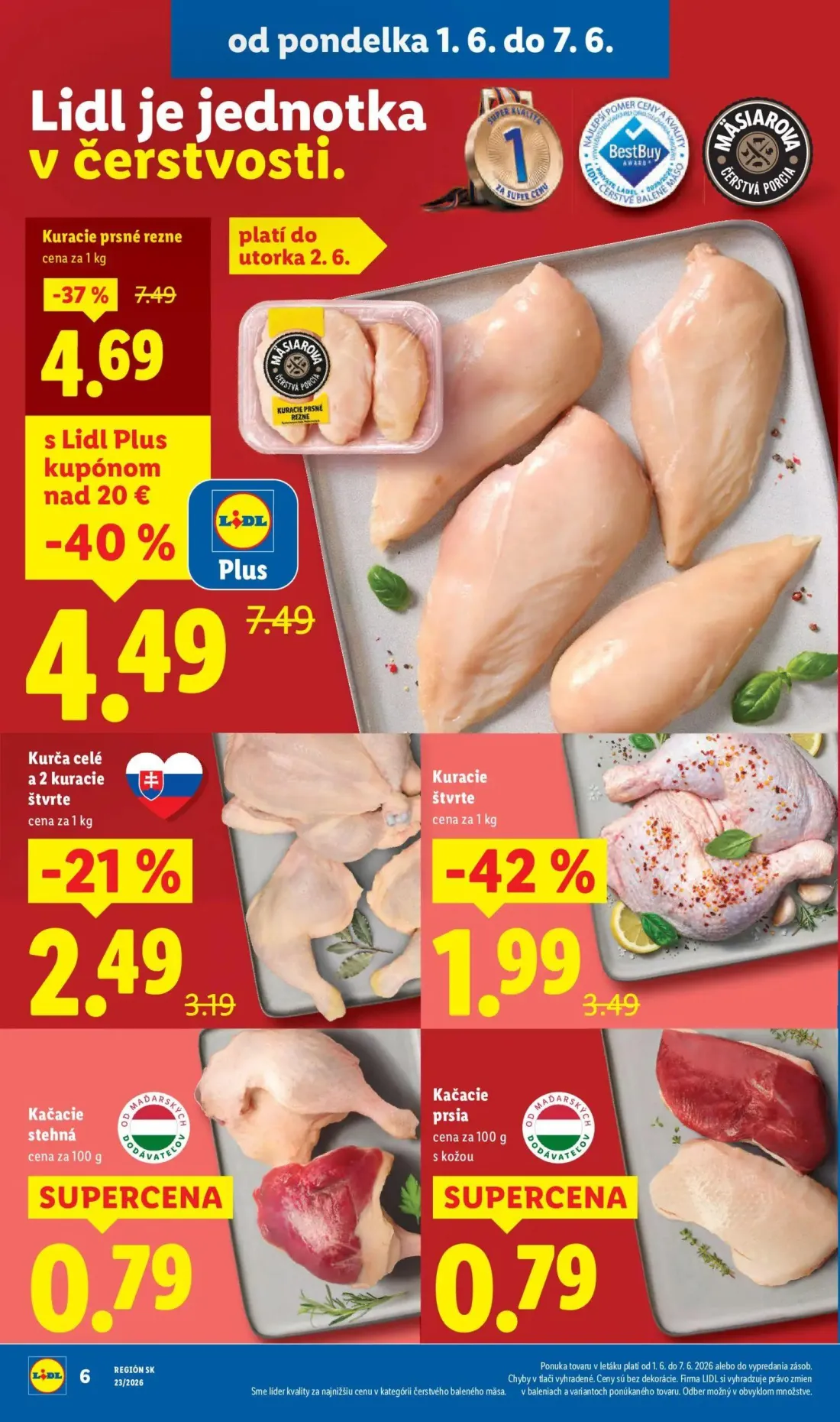 Lidl leták, strana 16 z 97 — Kuracie prsné rezne, Kuracie štvrte, Kurča celé a 2 kuracie štvrte