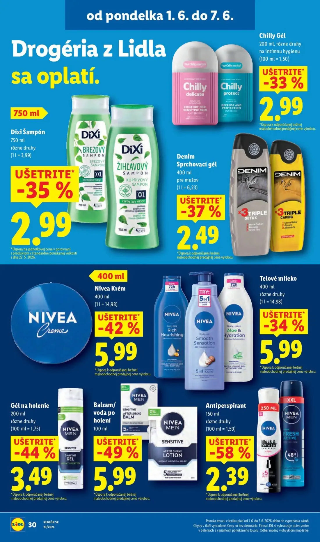 Lidl leták, strana 44 z 97 — Chilly Gél, Denim Sprchovací gél