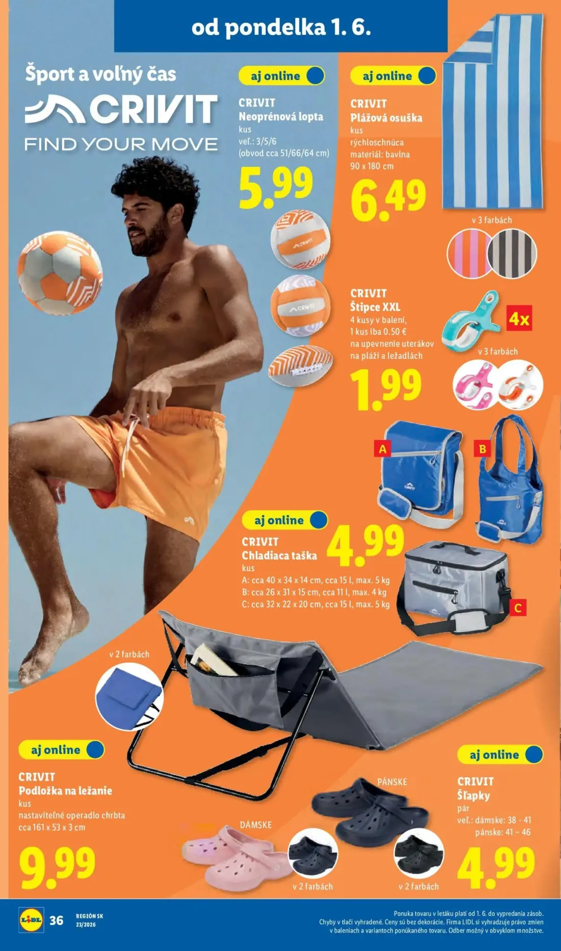 Lidl leták, strana 50 z 97 — CRIVIT Neoprénová lopta, CRIVIT Plážová osuška, CRIVIT Chladiaca taška