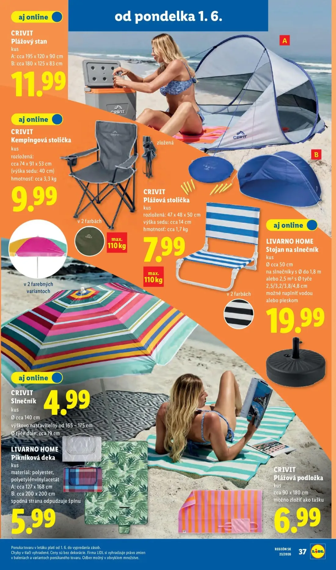 Lidl leták, strana 51 z 97 — CRIVIT Plážový stan, CRIVIT Kempingová stolička, CRIVIT Plážová stolička