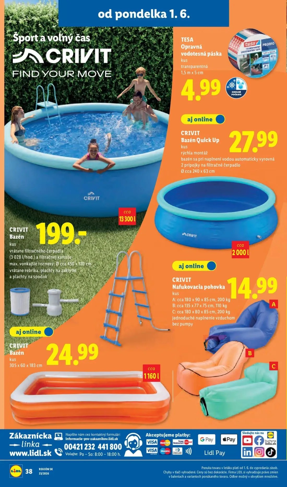 Lidl leták, strana 52 z 97 — Bazén Quick Up, Bazén, Nafukovacia pohovka