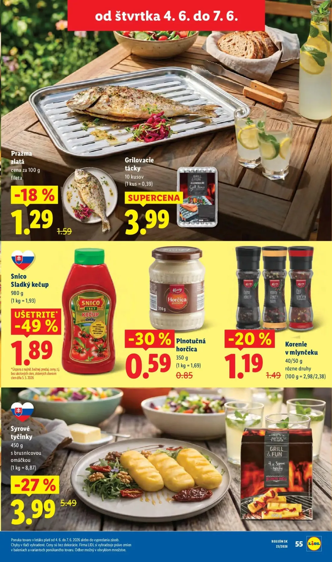 Lidl leták, strana 67 z 97 — Pražma zlatá, Korenie v mlynčeku, Plnotučná horčica