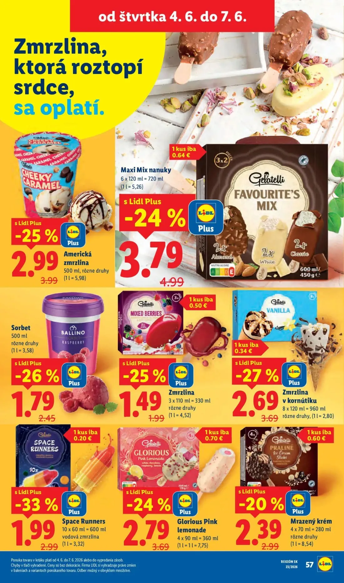 Lidl leták, strana 72 z 97 — Maxi Mix nanuky, Americká zmrzlina, Zmrzlina v kornútiku
