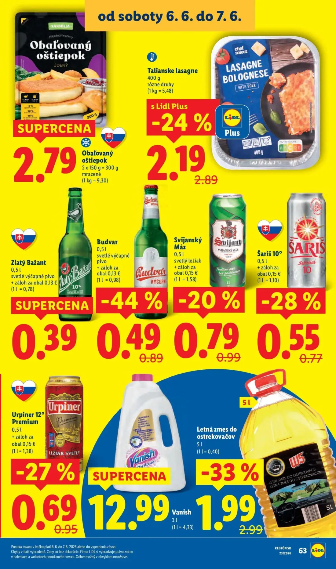 Lidl leták, strana 93 z 97 — Letná zmes do ostrekovačov W5, Vanish Oxi Action