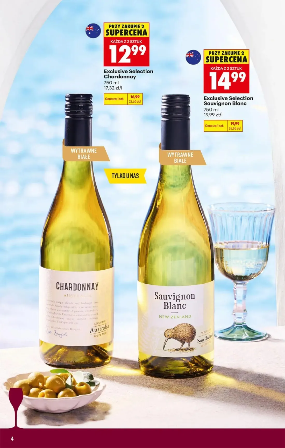 Biedronka gazetka, strona 4 z 36 — Exclusive Selection Sauvignon Blanc, Exclusive Selection Chardonnay