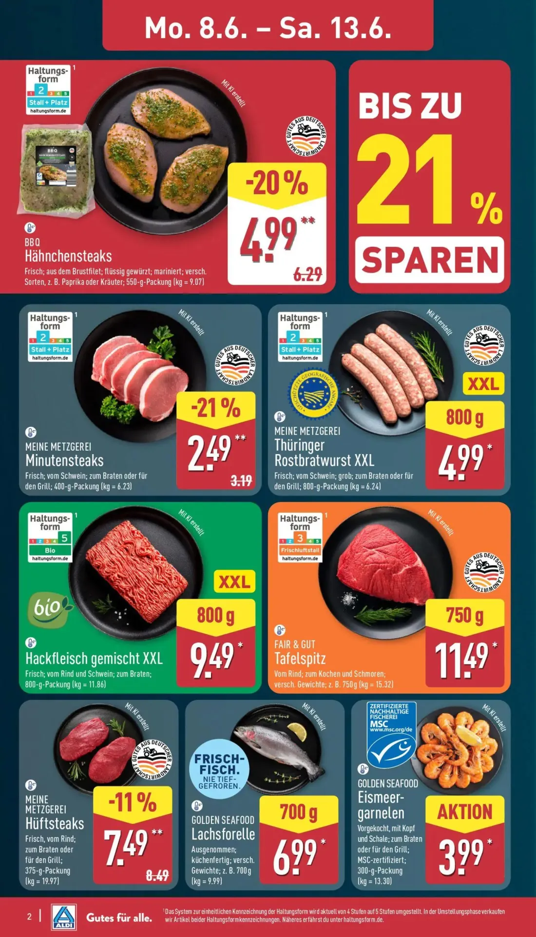 Aldi Nord Prospekt, Seite 6 von 39 — Hähnchensteaks, Hüftsteaks, Minutensteaks