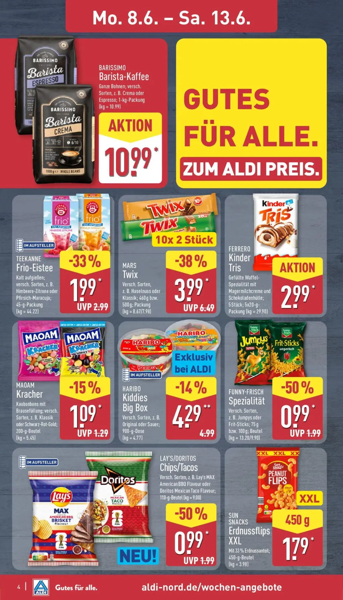 Aldi Nord Prospekt, Seite 8 von 39 — MARS Twix, TEEKANNE Frio-Eistee, FUNNY-FRISCH Spezialität