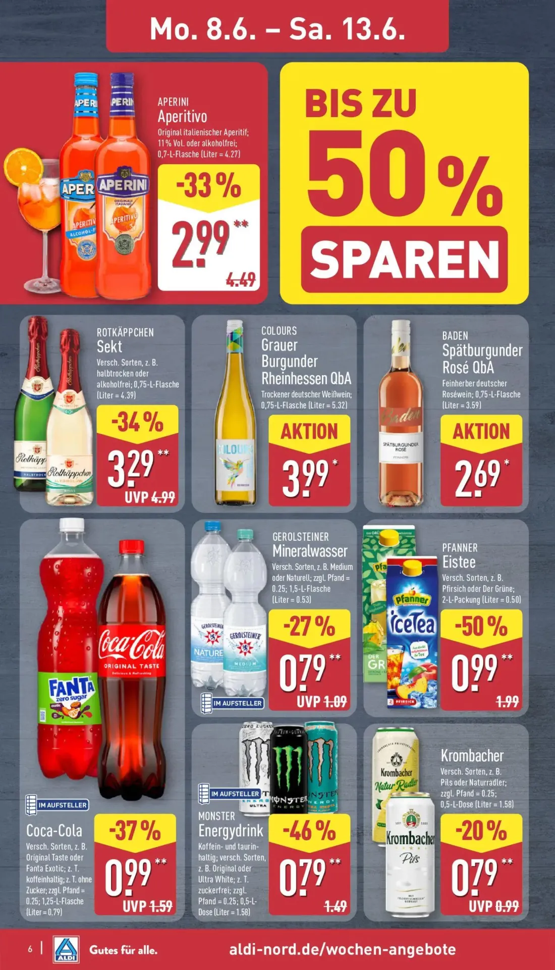 Aldi Nord Prospekt, Seite 10 von 39 — Pfanner Eistee, Monster Energydrink, Coca-Cola