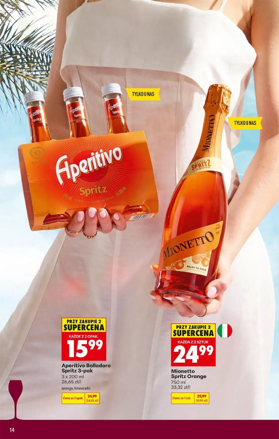 Biedronka gazetka, strona 14 z 36 — Aperitivo Bolladoro Spritz 3-pak, Mionetto Spritz Orange