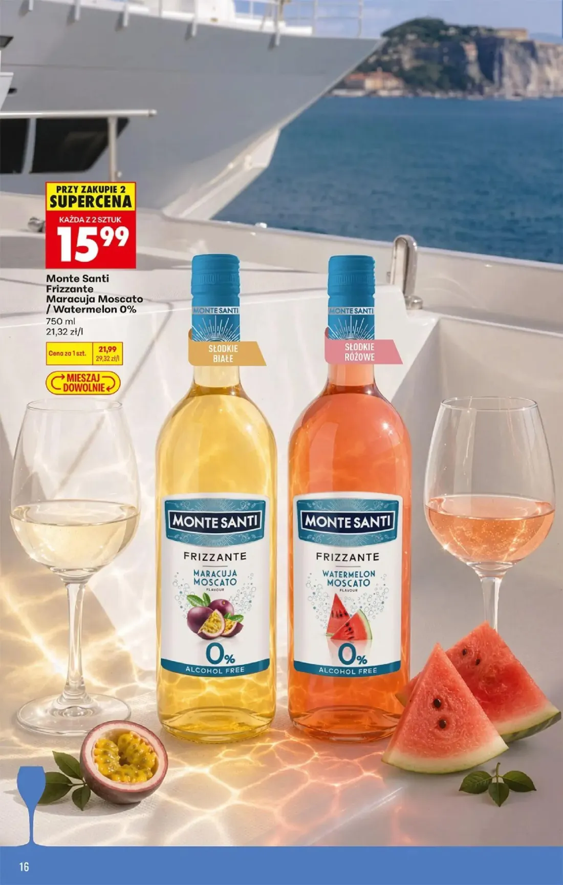 Biedronka gazetka, strona 16 z 36 — Monte Santi Frizzante Maracuja Moscato / Watermelon 0%